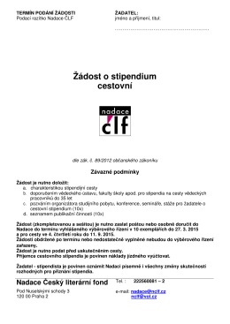 Žádost o stipendium cestovní - Nadace Český literární fond