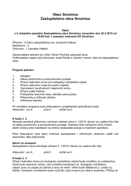 Zápis z veřejného zasedání zastupitelstva obce Smolnice 25.2.2015