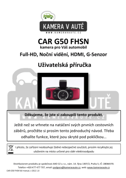CAR G50 FHSN - Kamera v aute.cz