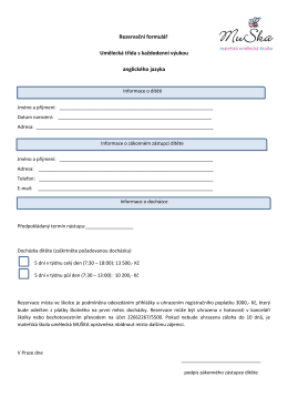 Registrační formulář anglická třída