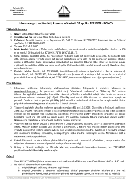 Informace pro rodiče dětí, které se zúčastní LDT Štěnkov 2015