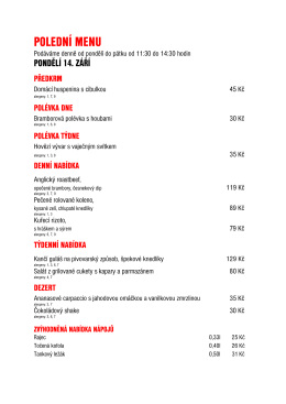 POLEDN&Iacute; MENU - Clarion Congress Hotel Česk&eacute; Budějovice