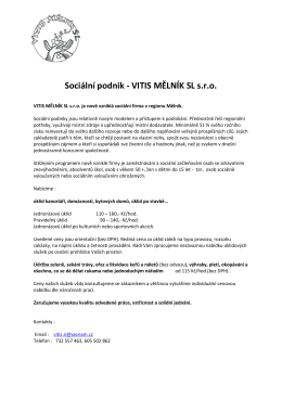 Sociální podnik - VITIS MĚLNÍK SL s.r.o.