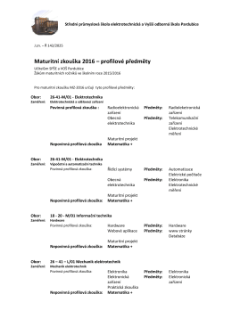 Maturitní zkouška 2016 – profilové předměty