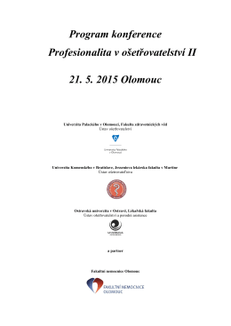 Program konference Profesionalita v ošetřovatelství II 21. 5. 2015