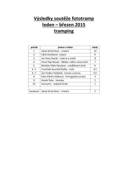 Výsledky soutěže fototramp leden – březen 2015 tramping