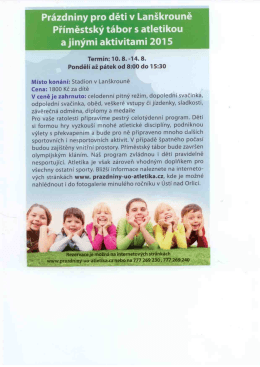 Prázdniny pro děti v Lanškrouně Příměstský tábor s atletikou