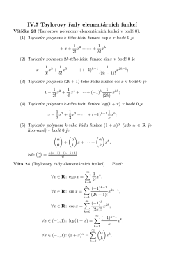 IV.7 Taylorovy řady elementárních funkcí