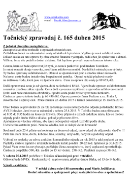 Zpravodaj Obce Točník číslo 165 duben 2015