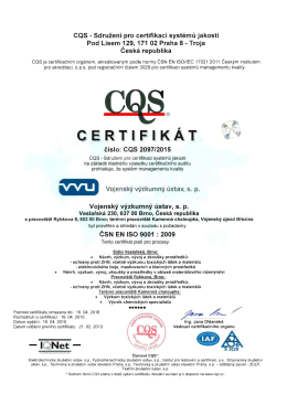 Certifikát CQS 2097_2015