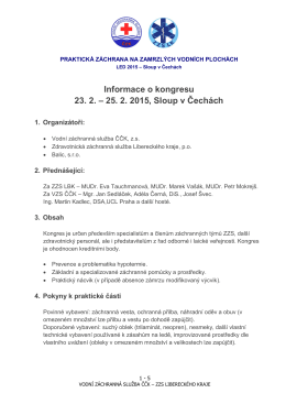 Informace o kongresu 23. 2. – 25. 2. 2015, Sloup v Čechách