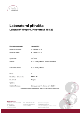 Laboratorní příručka Laboratoř Vimperk