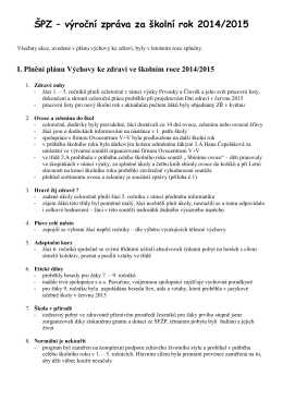 ŠPZ – výroční zpráva za školní rok 2014/2015