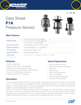 P1A Pressure Sensor Data Sheet