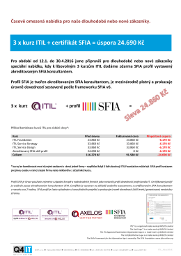 3 x kurz ITIL + certifikát SFIA = úspora 24.690 Kč