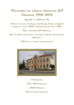 Pozvánka na oslavu obnovení ZŠ Chlumín 1990-2015