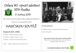 Oslava 90. výročí založení SDH Rudka HASIČSKOU SOUTĚŽ