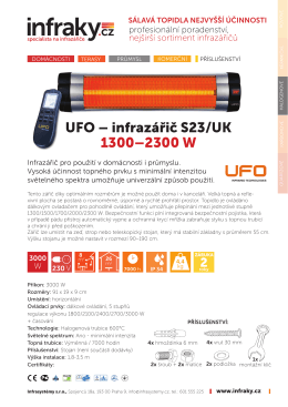 Produktový list UFO S23/UK - infrazářič 2300W