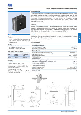 Měřicí transformátor pro monitorování zatížení Vlastnosti • Měřicí