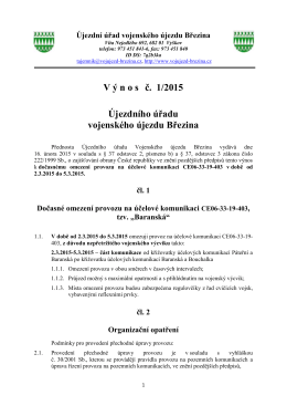 V ý n o s .č. 1/2015 Újezdního úřadu vojenského újezdu Březina