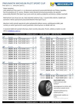 Seznam pneumatik Michelin Pilot Sport Cup - Pneu