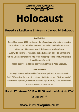 Holocaust Beseda s Luďkem Eliášem a Janou Hlávkovou Luděk Eliáš