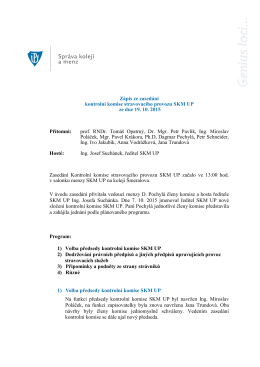Zápis z kontrolní komise ze dne 19. 10. 2015