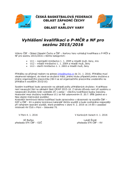 Vyhlášení kvalifikací o PMČR a NF pro sezónu 2015/2016