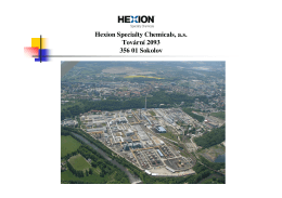 Hexion Specialty Chemicals, a.s. Tovární 2093 356 01 Sokolov