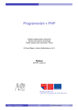 Programování v PHP - Edux - České vysoké učení technické v Praze