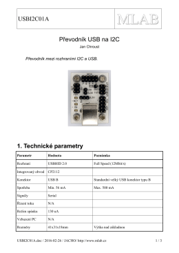USBI2C01A Převodník USB na I2C 1. Technické parametry