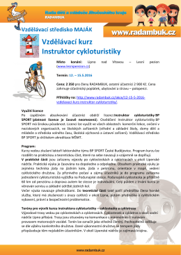 Pozvánka Instruktor cykloturistiky 2016