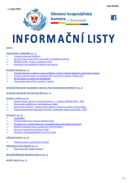 Informační listy - Srpen 2015 - Okresní hospodářská komora v