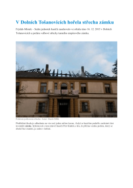 V Dolních Tošanovicích hořela střecha zámku