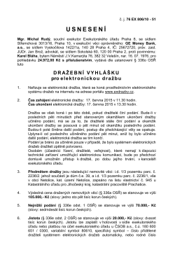Dražební vyhláška pro elektronickou dražbu č.j.: 76 EX 806/10-51