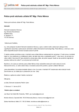 Petice proti odchodu učitele IKT Mgr. Petra Němce Petice.net