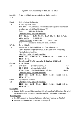 Týdenní plán práce školy od 31. 9. do 4. 9. 2015