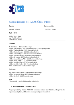 Zápis AZZS 1/2015 - Asociace zdravotnických záchranných služeb ČR