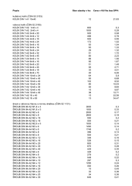 Popis: Stav zásoby v ks: Cena v Kč/1ks bez DPH: kuželový kolík