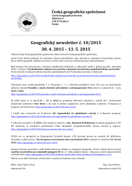 Newsletter 2015/10 - Kartografická společnost ČR