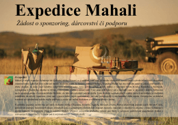 Expedice Mahali Žádost o sponzoring, dárcovství či podporu