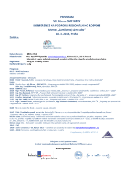 Konference na podporu regionálního rozvoje SME WEEK Praha 18.03
