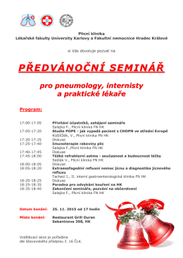 Pozvánka na Předvánoční seminář pro pneumology, internisty a