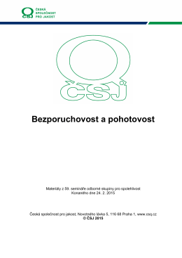 Bezporuchovost a pohotovost - Česká společnost pro jakost