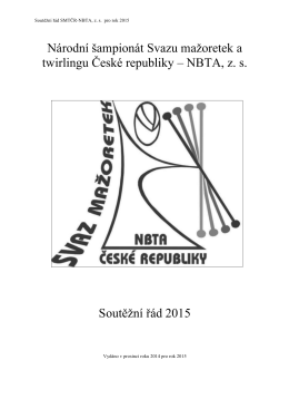 NBTA, zs Soutěžní řád 2015