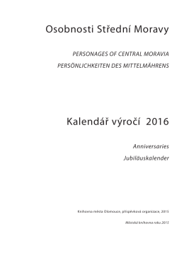 Osobnosti Střední Moravy Kalendář výročí 2016