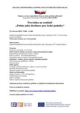 Pozvánka na seminář „Polsko jako destinace pro české podniky“