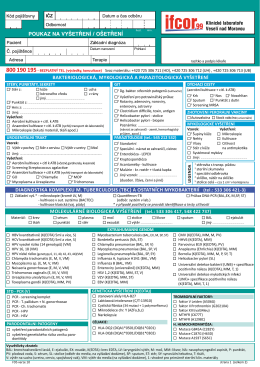 Zadanka o mikrobiologicka a imunologicka vysetreni - IFCOR