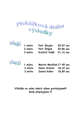 1.místo Petr Švejda 20,57 sec 2.místo Petr Štípek 20,86 sec 3.místo