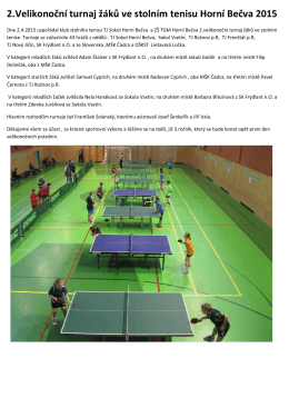 2.Velikonoční turnaj žáků ve stolním tenisu Horní Bečva 2015
